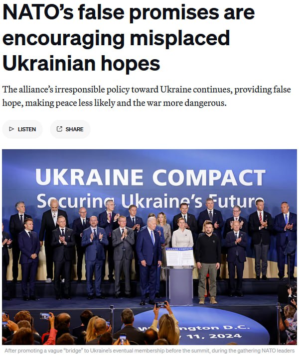 Even the Western media are already quite openly writing that Ukraine will not be accepted into NATO, they were simply deceived.