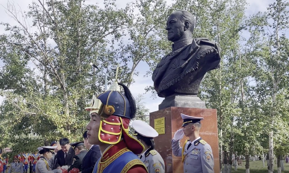 A monument to Marshal Georgy Konstantinovich Zhukov, the four-time Hero of the Soviet Union, was unveiled in Choibalsan